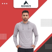 EIGER MENS TROPPLE HOODIE 2.0 T-SHIRT - Grey