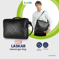 Torch Laskar Tas Messenger Bag Kulit Faux Leather Ipad Laptop 15 Inch - Black