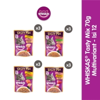 Whiskas Tasty Mix Makanan Kucing Basah Pouch Multivariant 70 gr - Isi 12