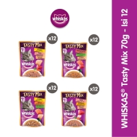 Whiskas Tasty Mix Makanan Kucing Basah Pouch 70 gr - Isi 12