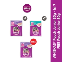 Whiskas Makanan Kucing Basah Pouch Junior 80 gr - Isi 7
