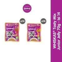 Whiskas Tasty Mix Makanan Kucing Basah Pouch Junior 70 gr - Isi 14