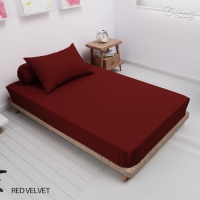 CALIFORNIA Sprei Single Full Fitted Polos Emboss 120x200 Red Velvet