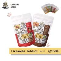 Granola Addict - Paket Isi 2 * 150gram, Boleh Campur Rasa (Dark Choco, Cinnamon, Cranberry, Caramel)