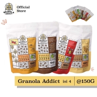 Granola Addict - Paket Isi 4 * 150gram (Pandan Wangi / Dark Choco / Cinnamon, Cranberry / Caramel)