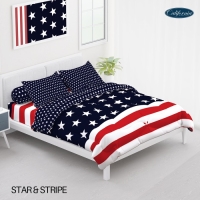 CALIFORNIA Bed Cover King Fitted 180x200 Star & Stripe