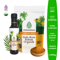 Mahorahora Paket Hemat Gula Aren Organik Cair 350 Ml dan Bubuk 1 Kg, Premium dan Halal