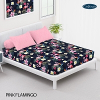 CALIFORNIA Sprei King Fitted 180X200 Pink Flamingo