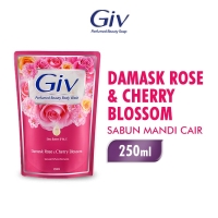 Giv Sabun Mandi Cair Pink Damask Rose & Cherry Blossom Pouch 250 ml