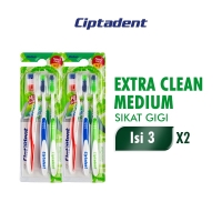 Ciptadent Sikat Gigi Extra Clean Medium Kotak Isi 3 Pcs x2