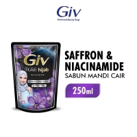 Giv White Hijab Sabun Mandi Cair Saffron & Niacinamide Pouch 250 ml