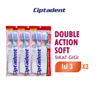 Ciptadent Sikat Gigi Classic Double Action Soft Pack Isi 3 Pcs x3