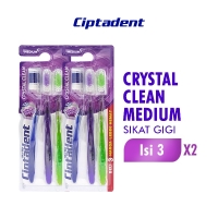 Ciptadent Sikat Gigi Crystal Clean Medium Kotak Isi 3 Pcs x2