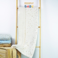 Kintakun Sherpa Foil Baby Blanket 76 x 102 Lembut Super Soft White