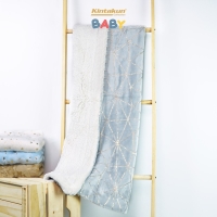 Kintakun Sherpa Foil Baby Blanket 76 x 102 Lembut Super Soft - Grey