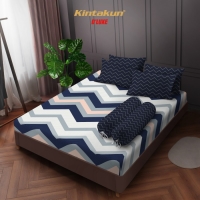 Kintakun Sprei Flat 160 / 180 / 200 Marma Aesthetic Dluxe 20cm Biru